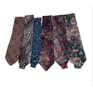 Vintage Neck Tie Lot Polyester Patterned Floral Paisley 60s 70s 80s Retro MCM